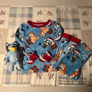 Christmas Bluey PJ set with plush